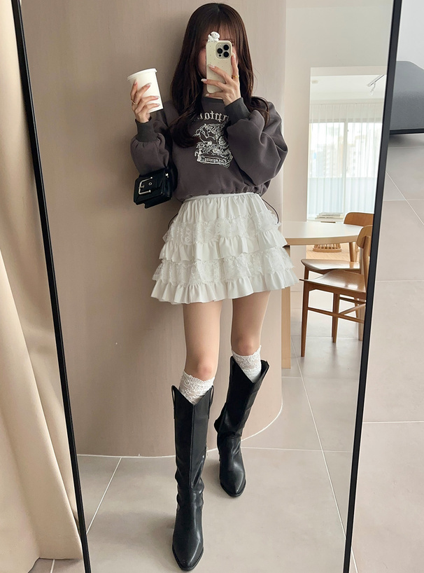 エンジェルプリントドロストスウェットトップス