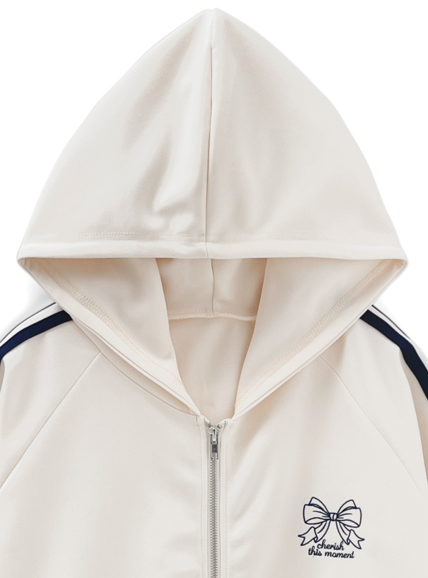 ラインリボンロゴ刺繍パーカー[fu245] | レディースファッション通販の