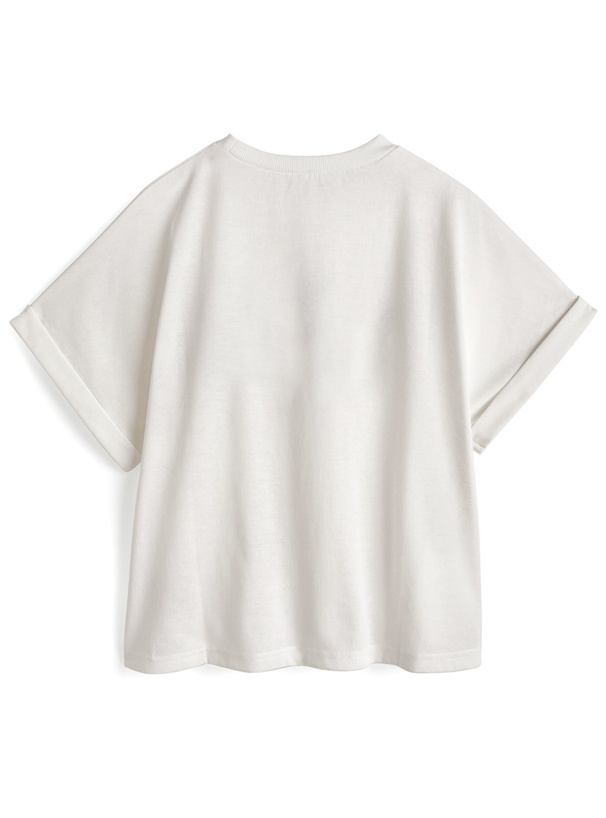 オーガンジーフラワーパールロゴTシャツ