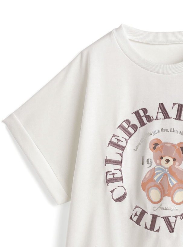 くまプリントサークルロゴ刺繍Tシャツ