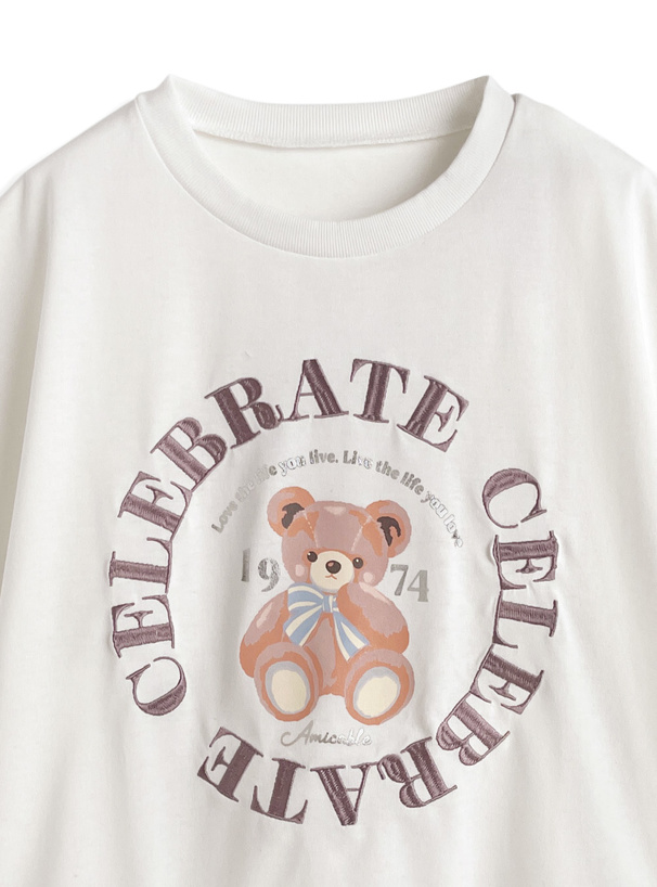 くまプリントサークルロゴ刺繍Tシャツ
