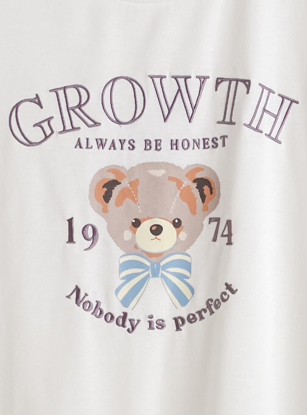 テディベアプリントロゴ刺繍Tシャツ
