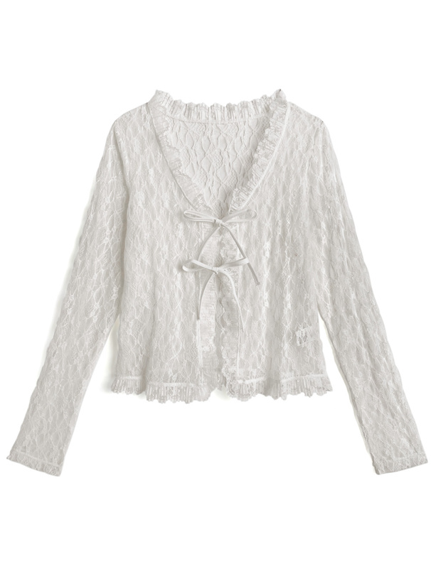 リボンレースカーディガン