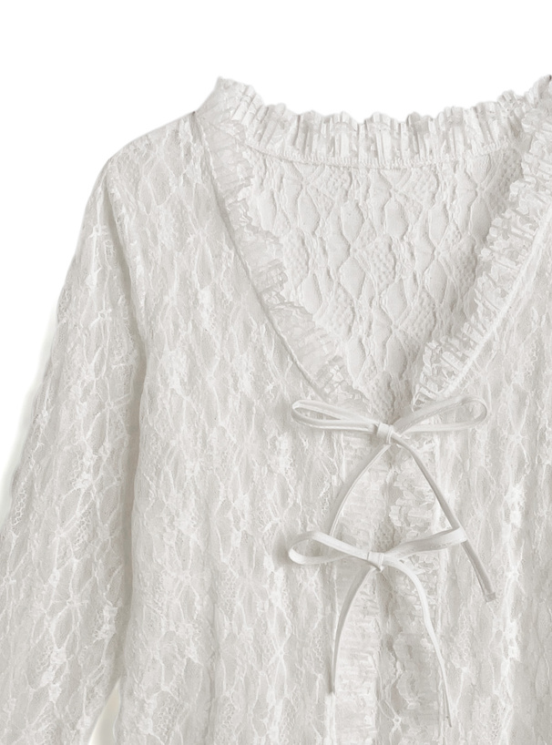 リボンレースカーディガン