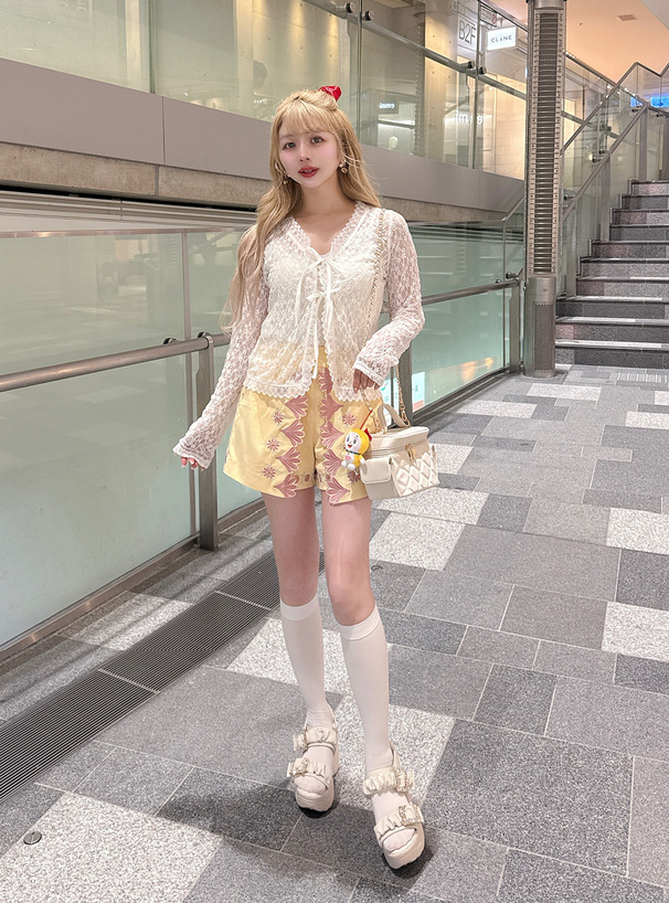 リボンレースカーディガン