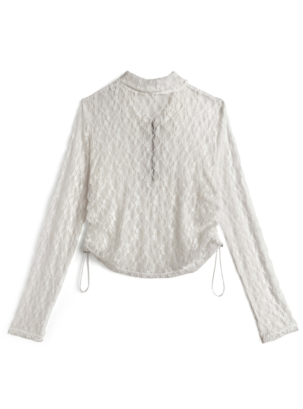 サイドドロストハーフジップレーストップス