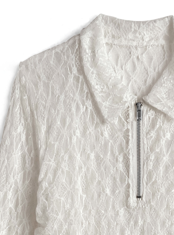 サイドドロストハーフジップレーストップス