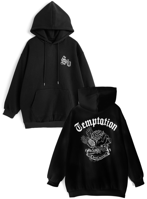 ラインストーンロゴバックプリントスウェットトップス