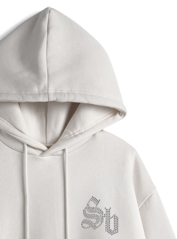 ラインストーンロゴバックプリントスウェットトップス