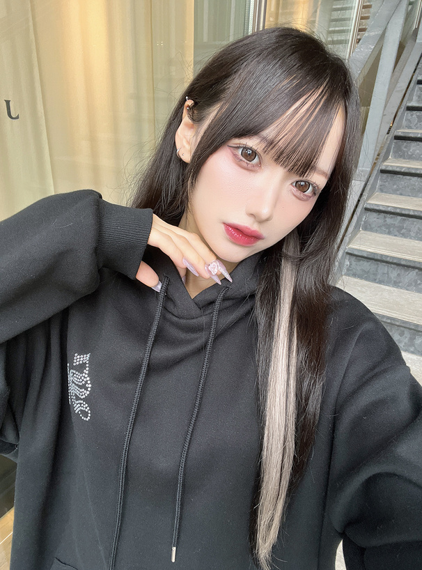 ラインストーンロゴバックプリントスウェットトップス[fu282