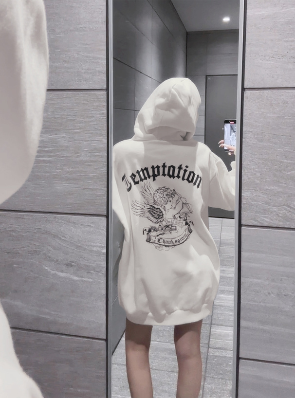 ラインストーンロゴバックプリントスウェットトップス[fu282