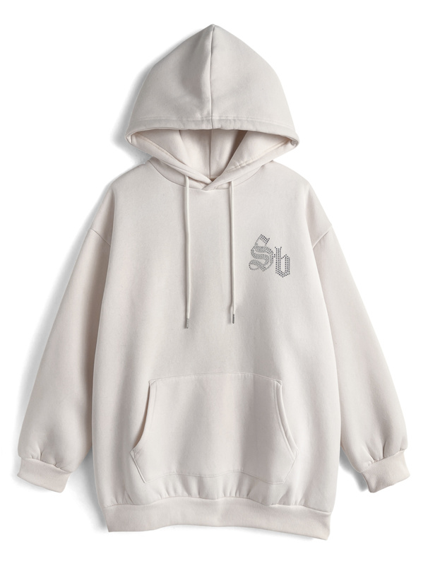 ラインストーンロゴバックプリントスウェットトップス