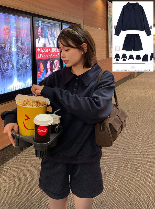 ポロトップス×ショートパンツセットアップ