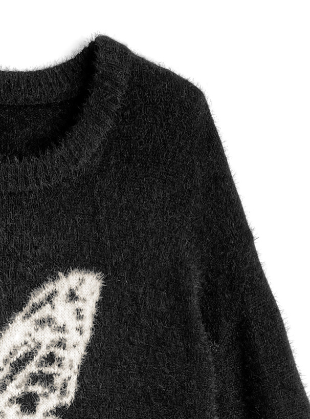 バタフライロゴシャギーニットワンピース