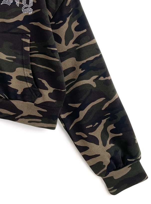 カモフラージュ柄フードファーダブルジップスウェットパーカー[fu291