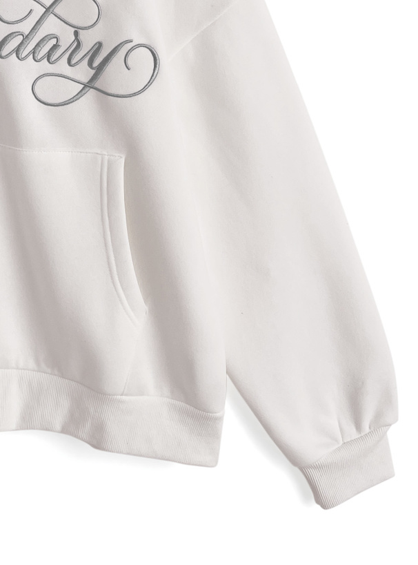 ファーフードロゴ刺繍ダブルジップスウェットパーカー[fu292