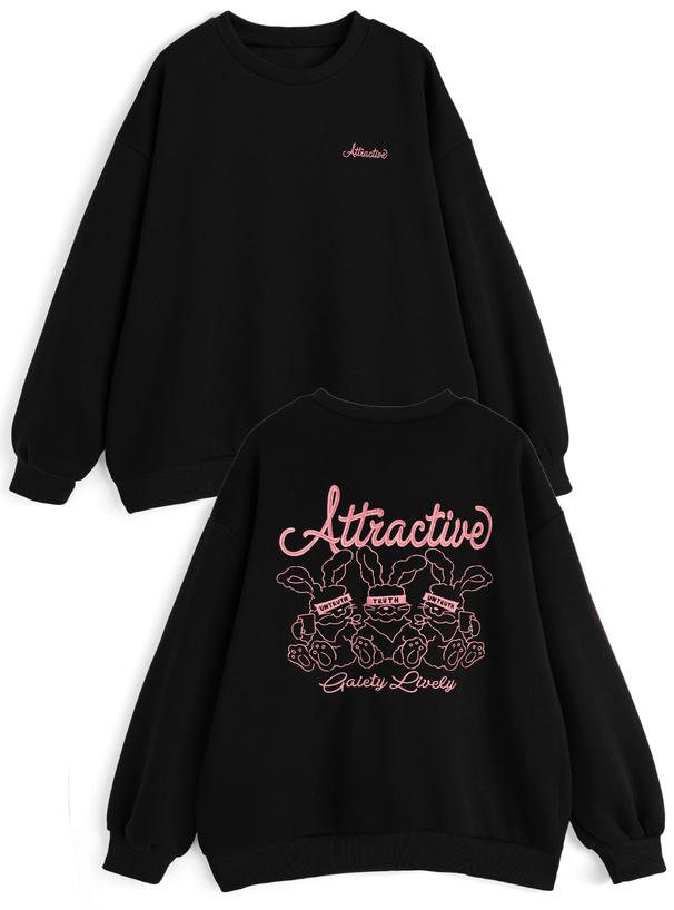 ラビット刺繍スウェットトップス[fu294]