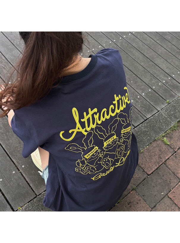 ラビット刺繍オーバーTシャツ