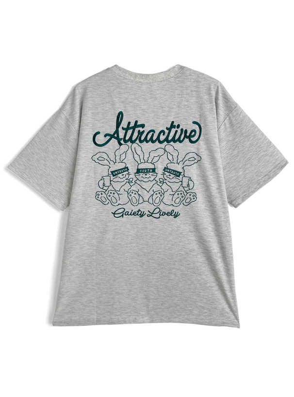 ラビット刺繍オーバーTシャツ