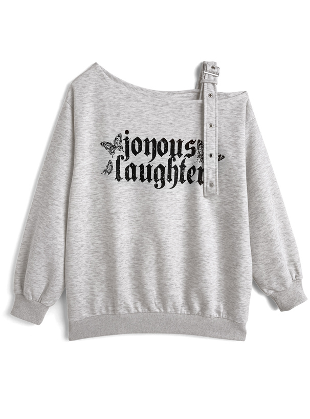 ワンショルダーロゴプリントスウェットトップス[fu295]