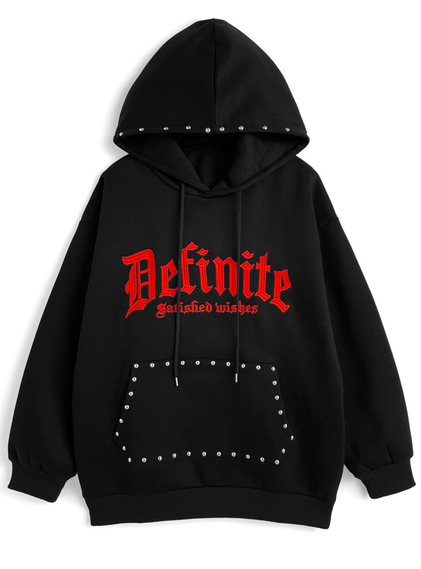 ロゴ刺繍スタッズスウェットパーカー[fu304]