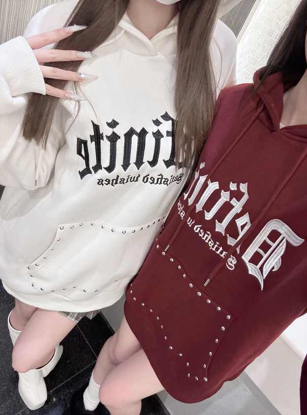 ロゴ刺繍スタッズスウェットパーカー[fu304] | レディースファッション