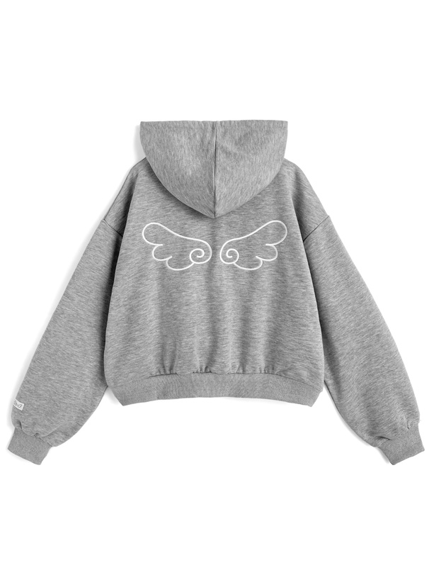エンジェルウィング刺繍ダブルジップスウェットパーカー