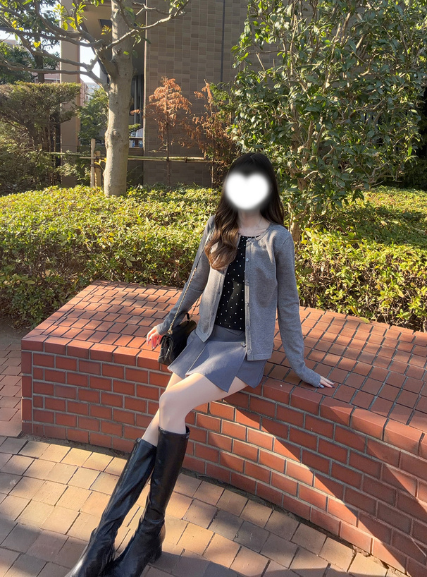ドット柄レイヤード風ニットトップス