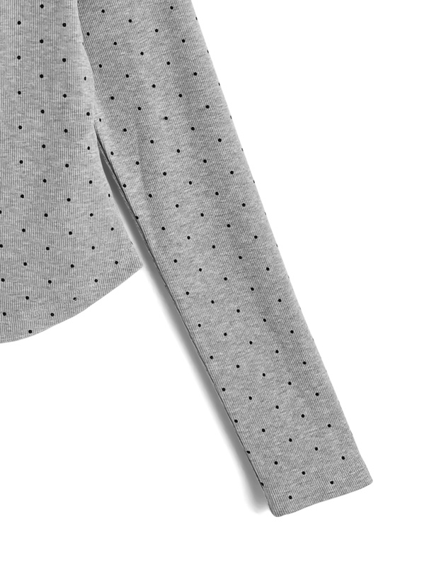 ドット柄ホルターネックレイヤード風リブトップス