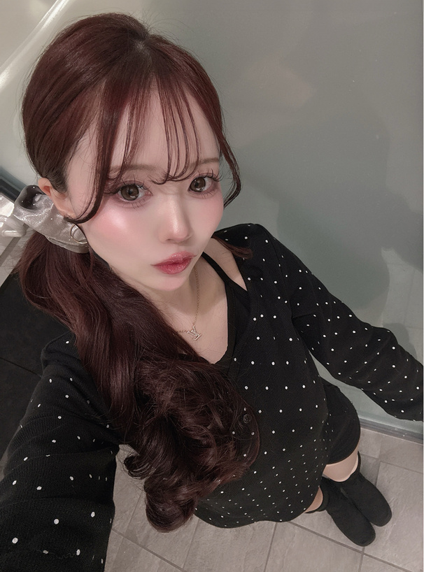 ドット柄ホルターネックレイヤード風リブトップス