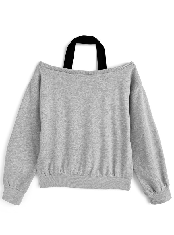 ホルターネックロゴプリントオフショルダースウェットトップス