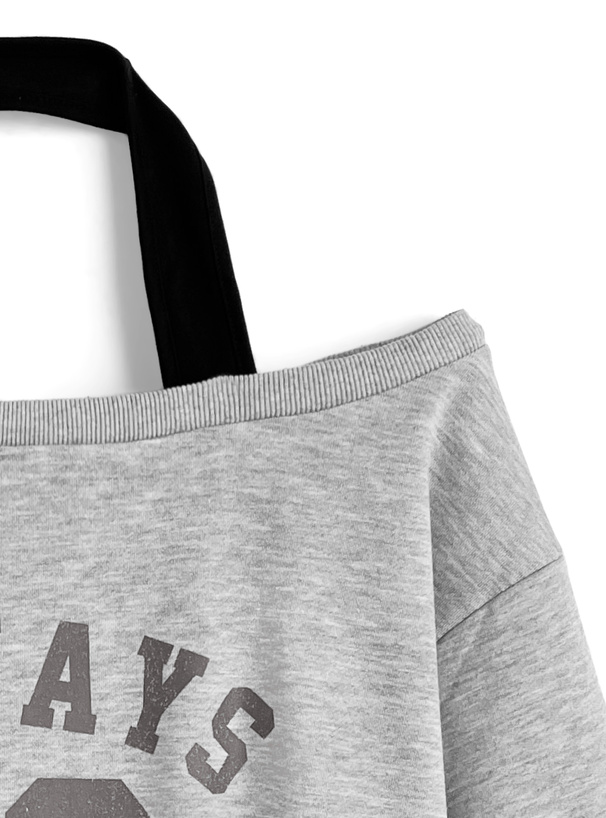 ホルターネックロゴプリントオフショルダースウェットトップス