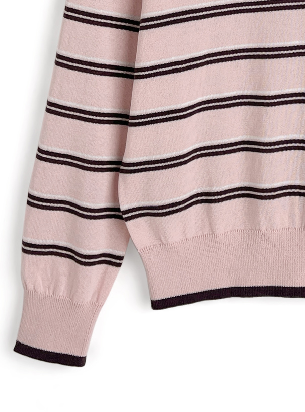 ボーダー柄ワンショルダーニットカーディガン