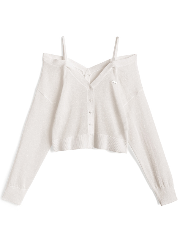 ラメシアーオフショルダーニットカーディガン