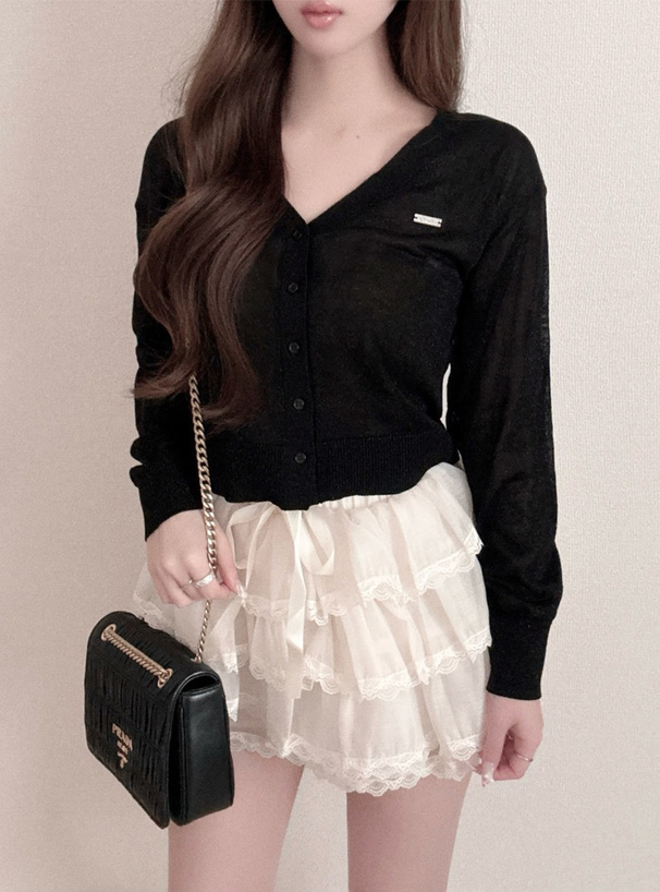 ラメシアーオフショルダーニットカーディガン