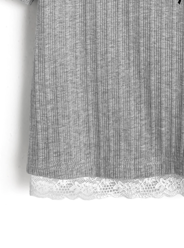 レースリボンリブトップス