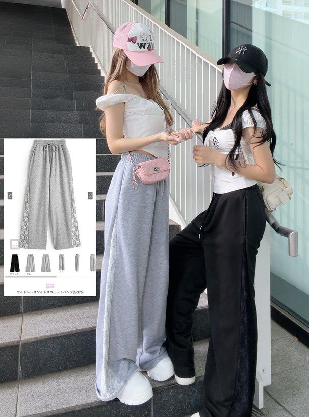 サイドレースワイドスウェットパンツ