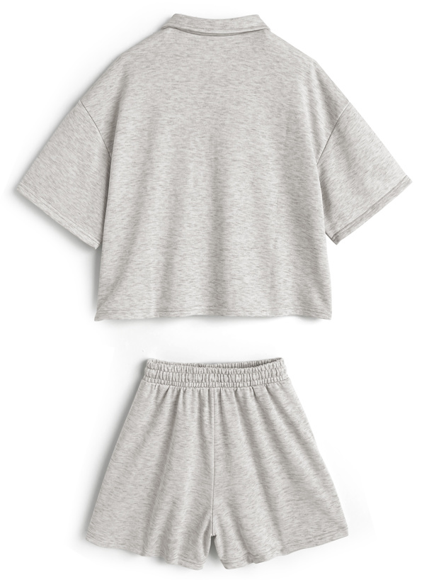 ダブルポケットポロトップス×ショートパンツスウェットセットアップ