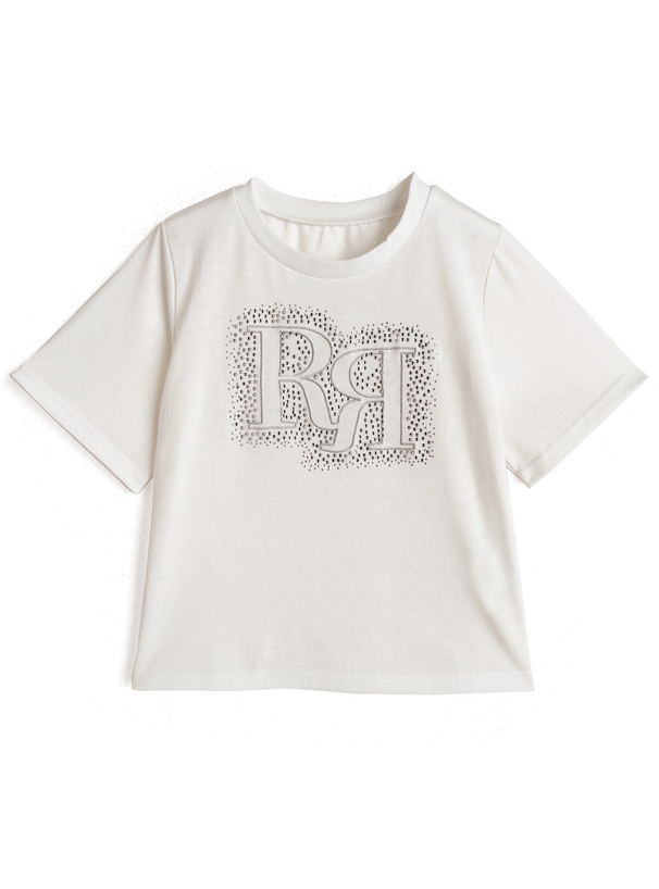ラインストーンロゴ刺繍Tシャツ
