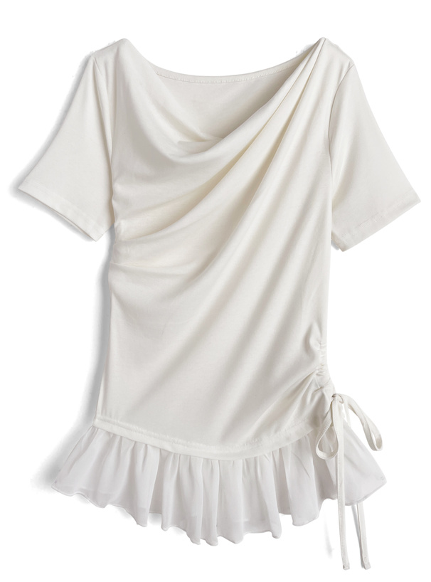 シアーフリルドッキングドレープトップス