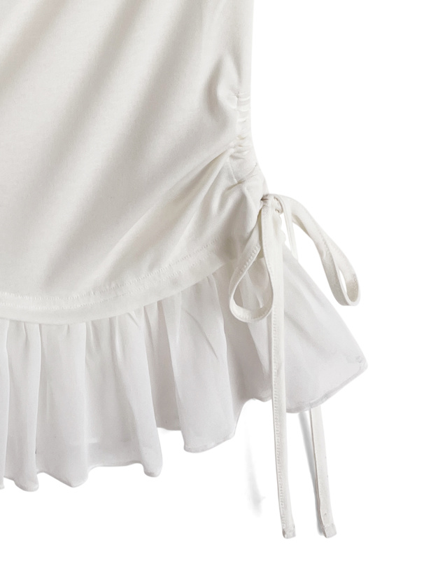 シアーフリルドッキングドレープトップス