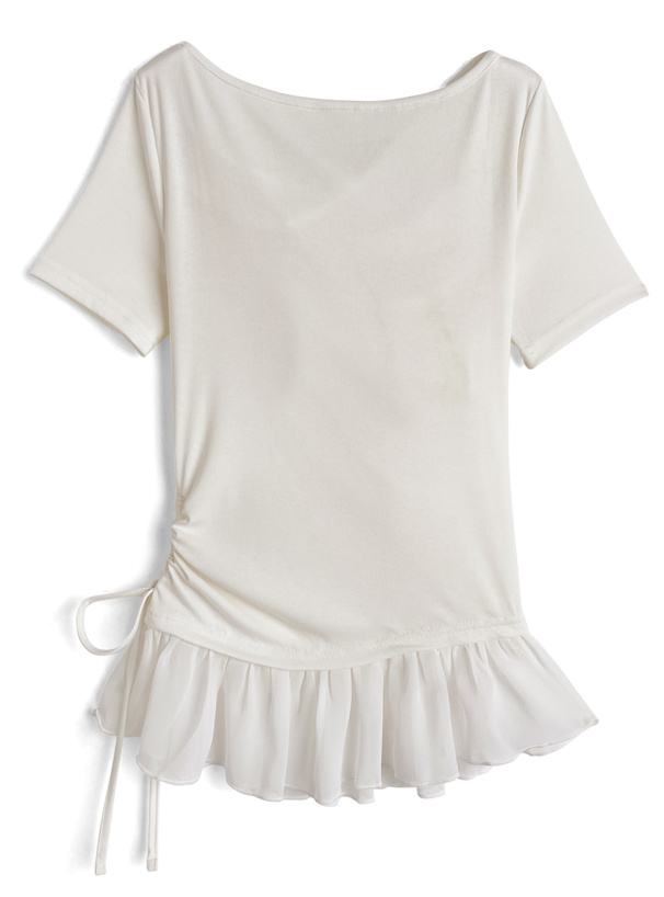 シアーフリルドッキングドレープトップス