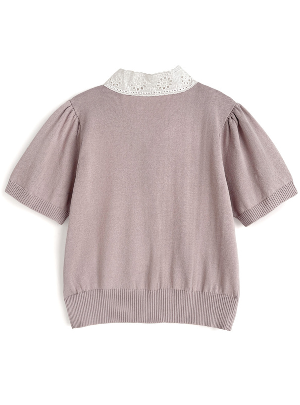 レースボウタイニットトップス