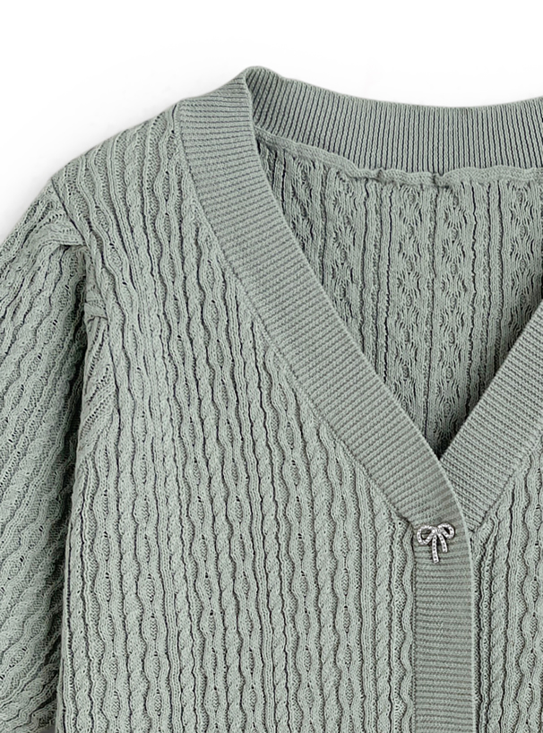 レースドッキングケーブル編みニットトップス