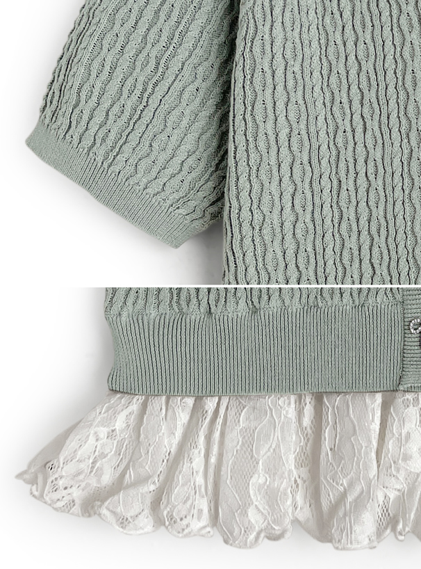 レースドッキングケーブル編みニットトップス