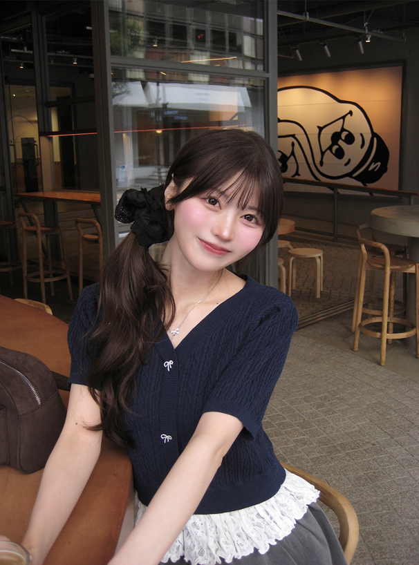 レースドッキングケーブル編みニットトップス