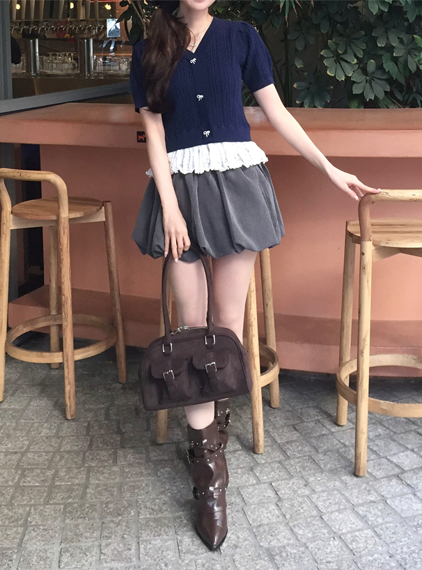 レースドッキングケーブル編みニットトップス