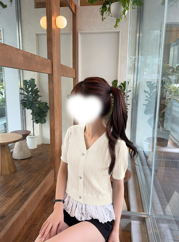 レースドッキングケーブル編みニットトップス