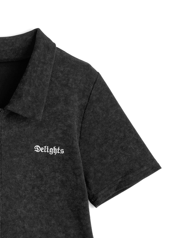 ピグメントラインストーンデザインダブルジップトップス