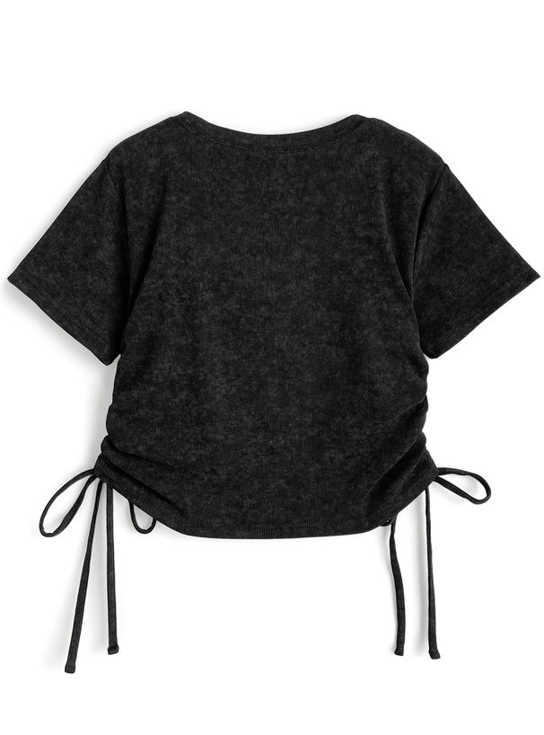 ピグメントロゴプリントドロストトップス